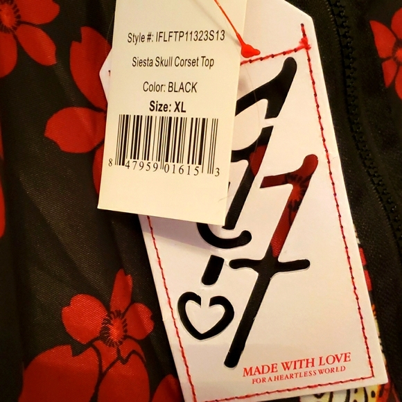 Iron Fist Dia de los Muertes Day of the Dead Sugar Skull Siesta corset top NWTxl - Picture 5 of 7